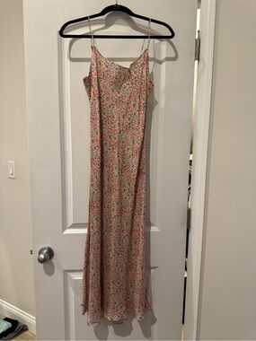J. Crew Pink and Cream Floral Spaghetti-Strap Maxi Dress